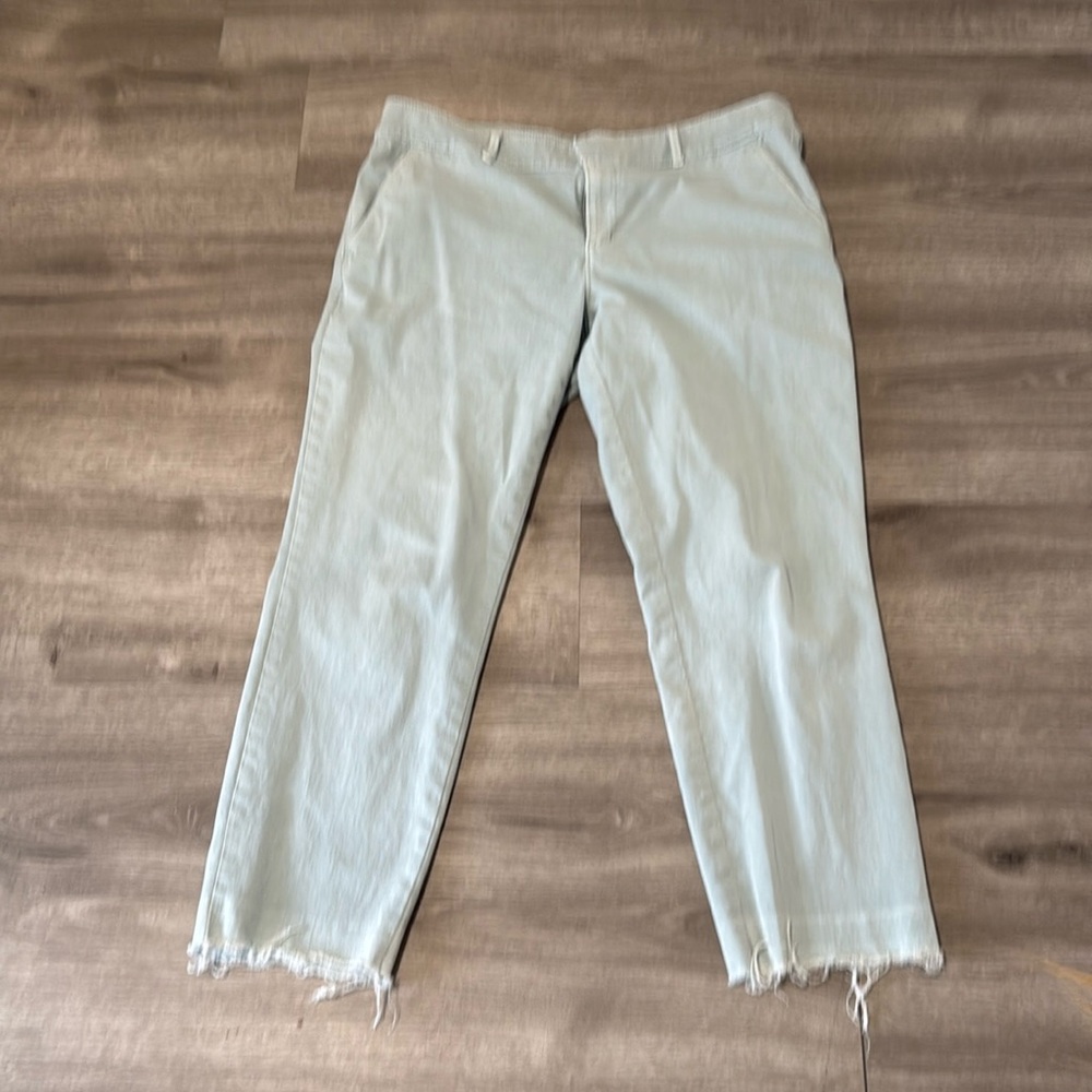 Chic Light Blue Frayed Hem Trousers